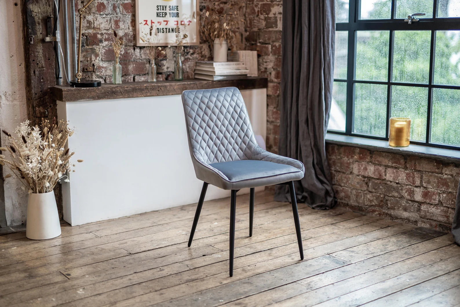 Sara Dining Set with 2-6 Ava Dining Chairs in Grey