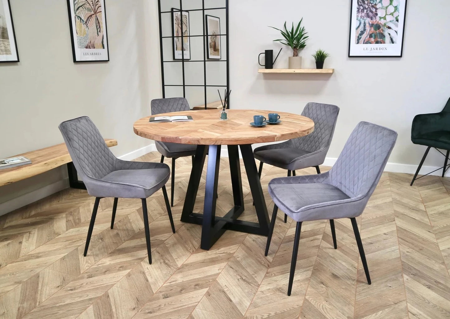 Cala Dining Set with 4 or 6 Ava Dining Chairs in Grey