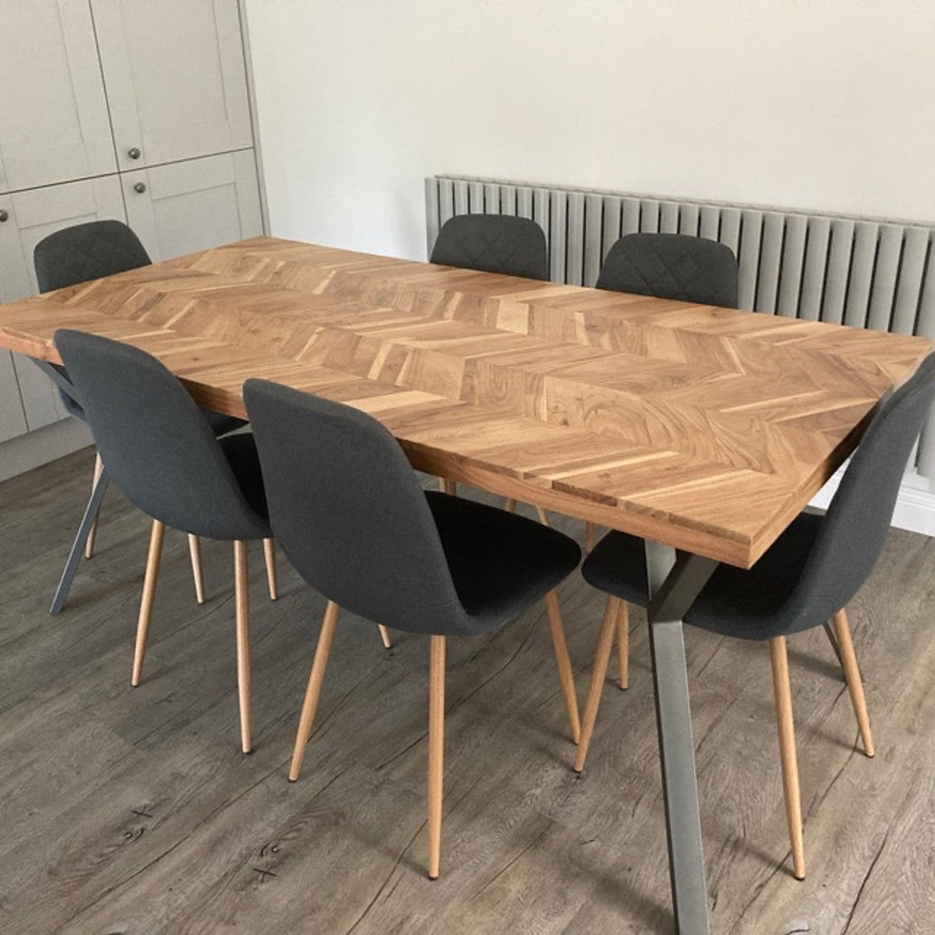 Adria Parquet Style Solid Acacia Wood Dining Table